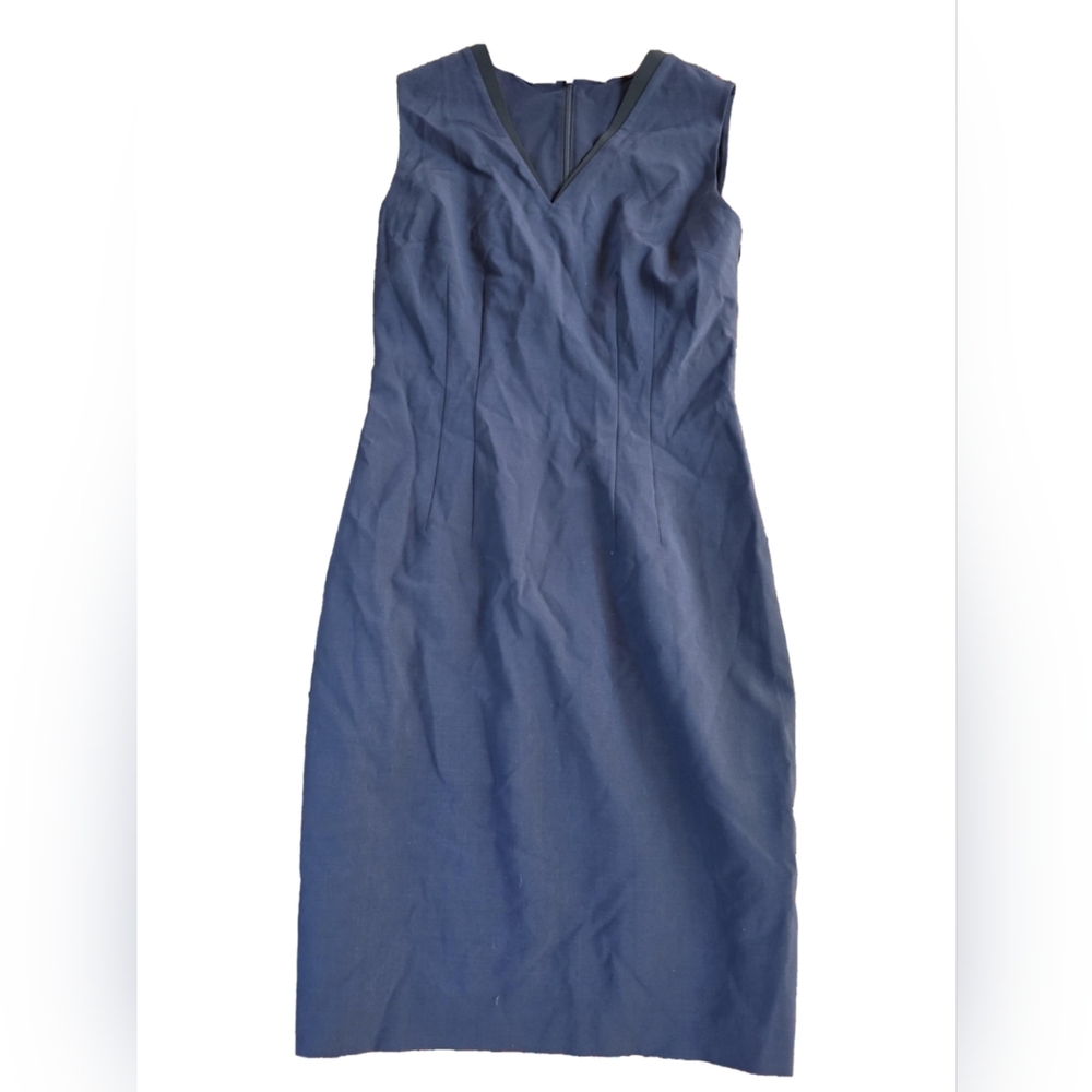 Elie Tahari Blue Lightweight Wool Blend V-Neck  Sheath Dress Size 6 EUC